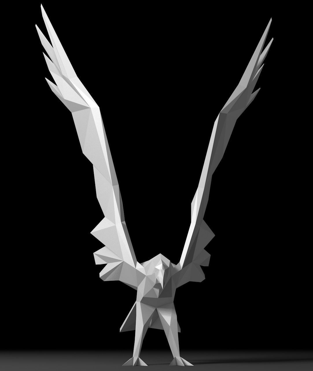 Low-poly eagle origami 3D print model_2