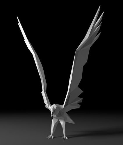 Low-poly eagle origami 3D print model