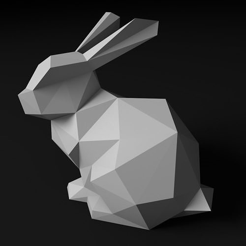 Low poly rabbit polygonal 3D print model