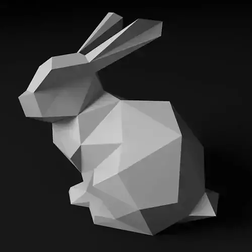 Low poly rabbit polygonal 3D print model
