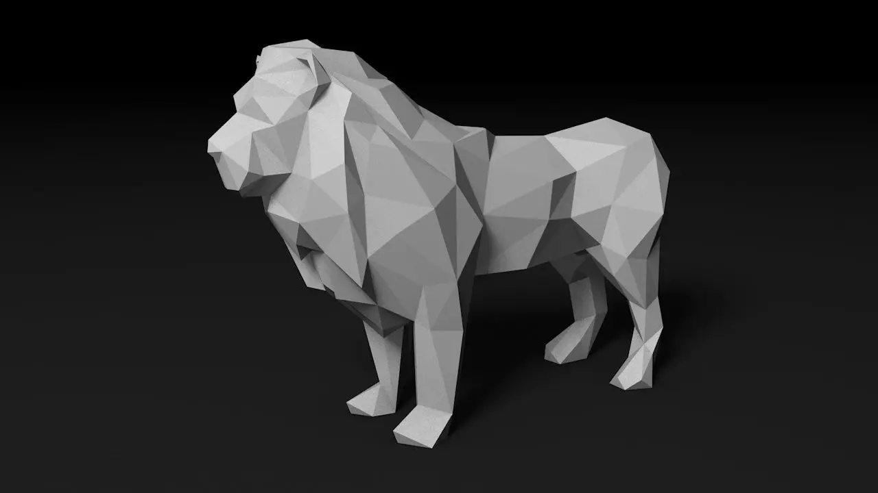 low poly leon lion 3D print model_0
