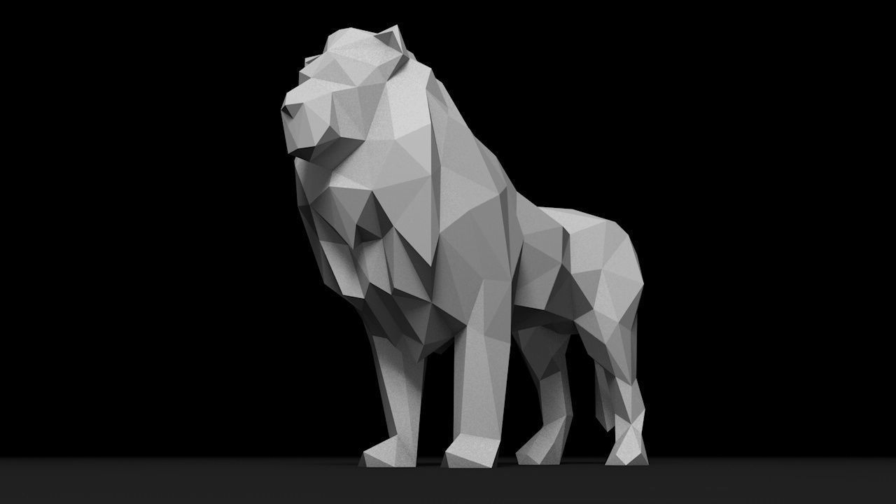 low poly leon lion 3D print model_1
