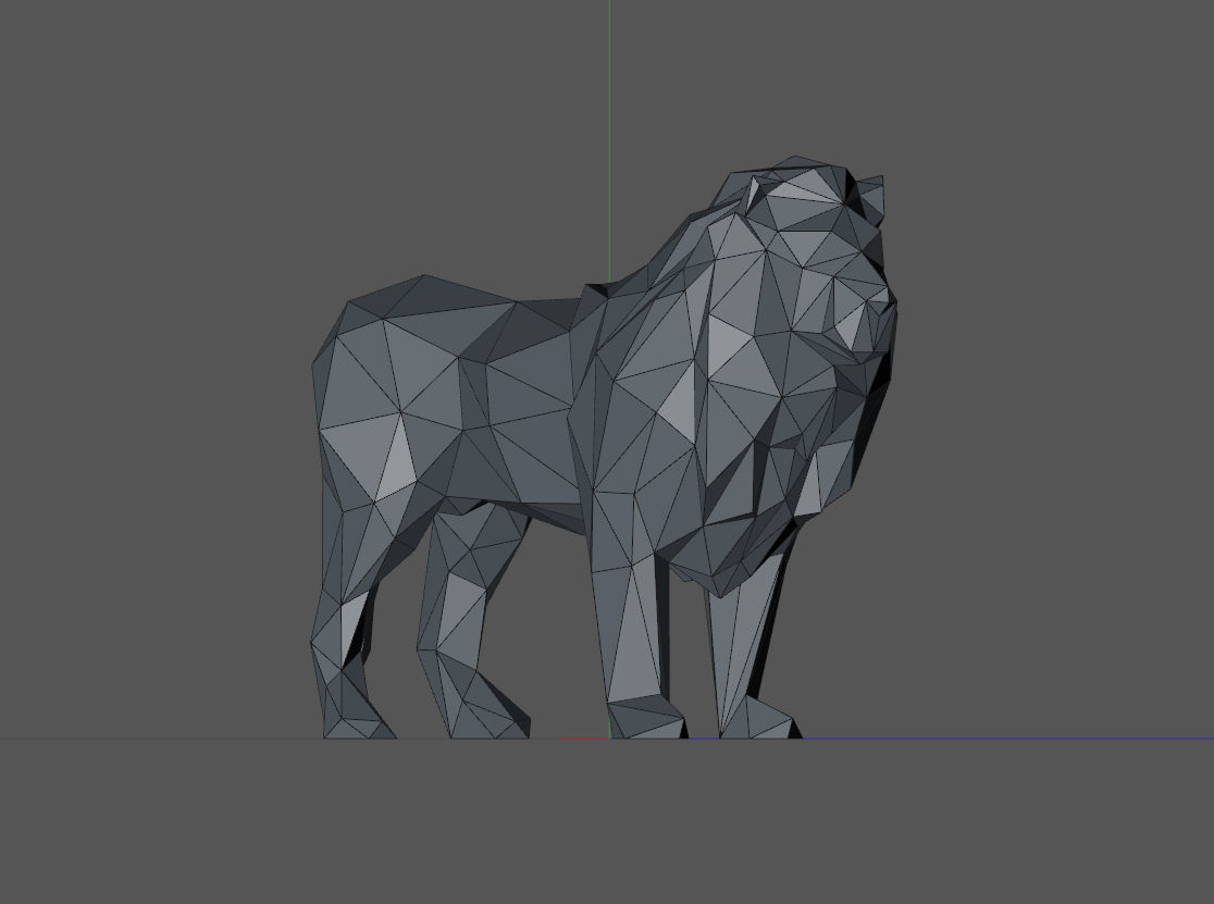 low poly leon lion 3D print model_5