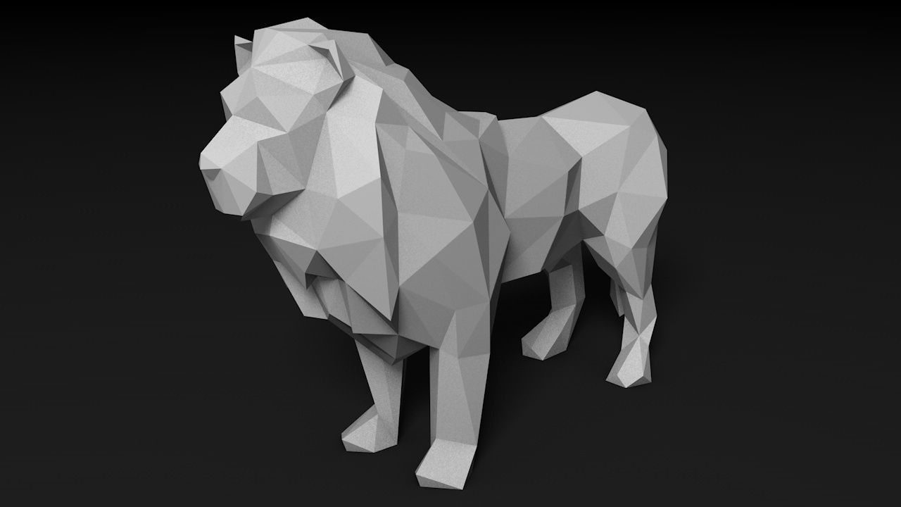 low poly leon lion 3D print model_12