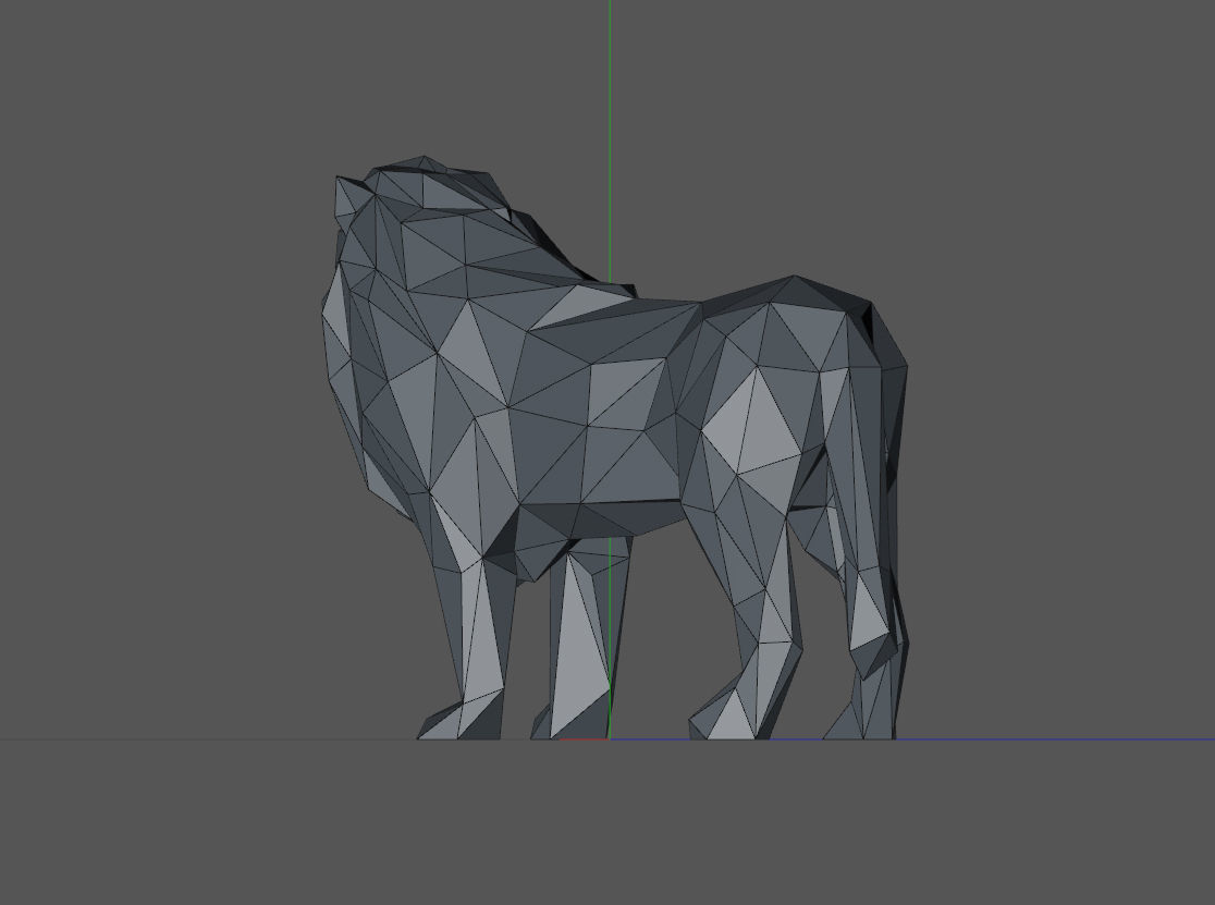 low poly leon lion 3D print model_9