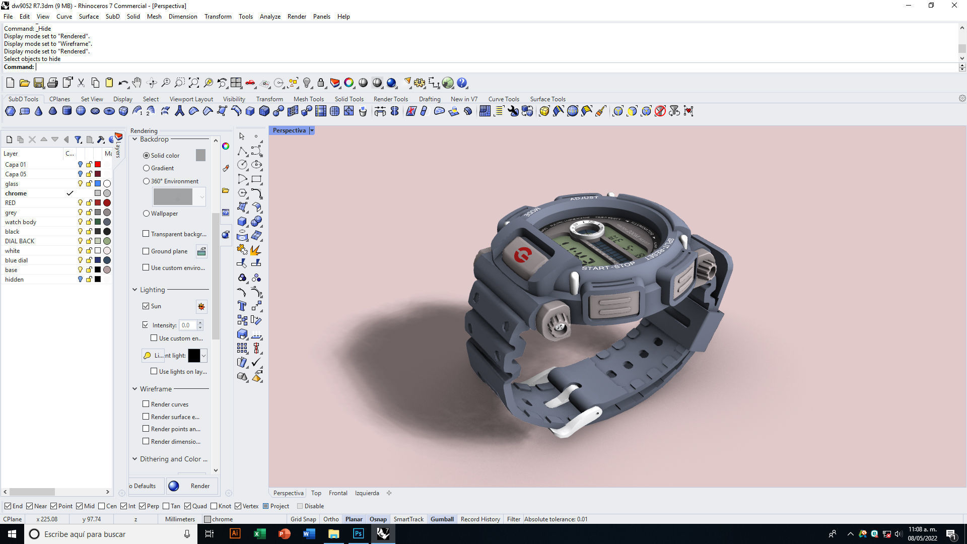 Tough Digital Quartz Watch 3D model_15
