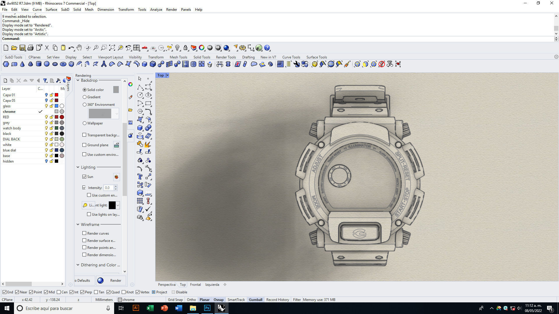 Tough Digital Quartz Watch 3D model_21