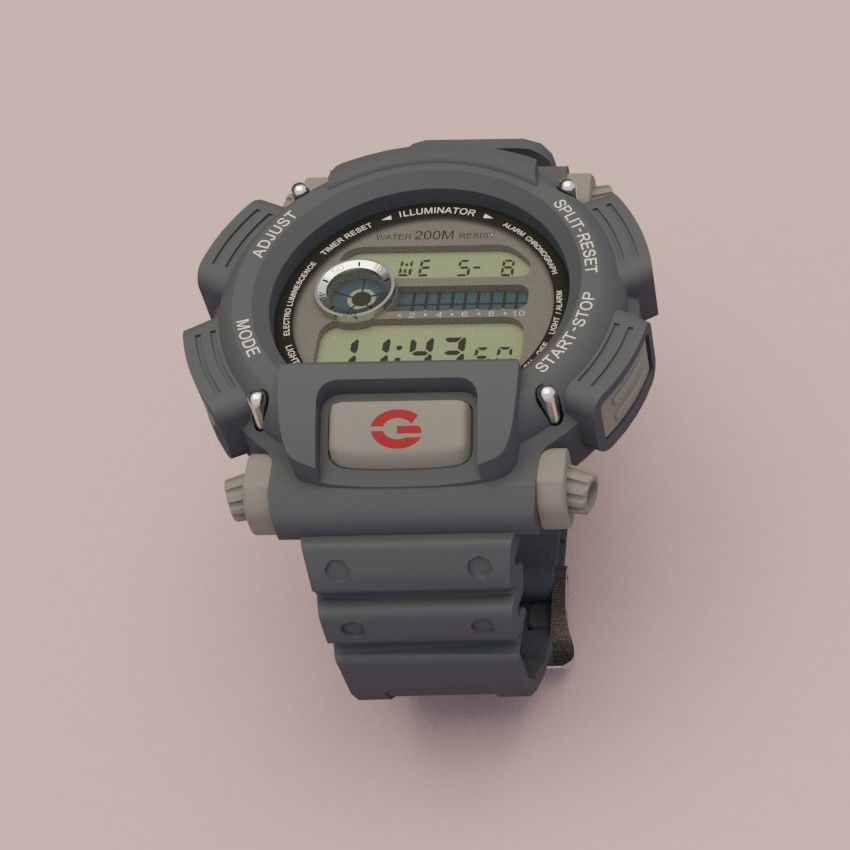 Tough Digital Quartz Watch 3D model_26