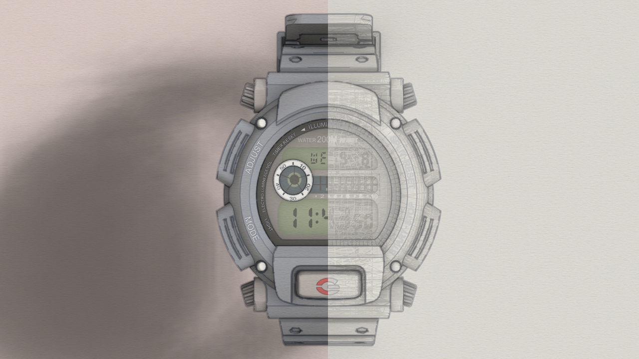 Tough Digital Quartz Watch 3D model_22