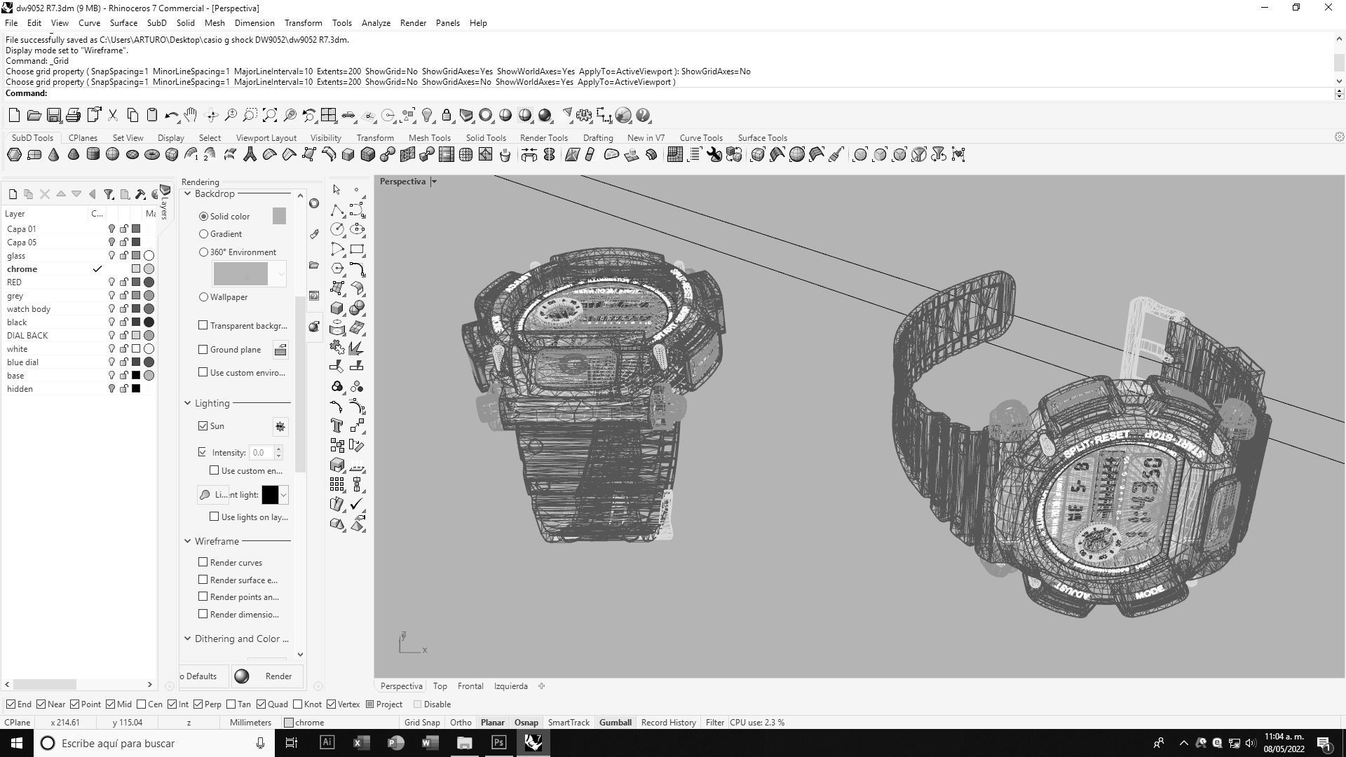 Tough Digital Quartz Watch 3D model_11