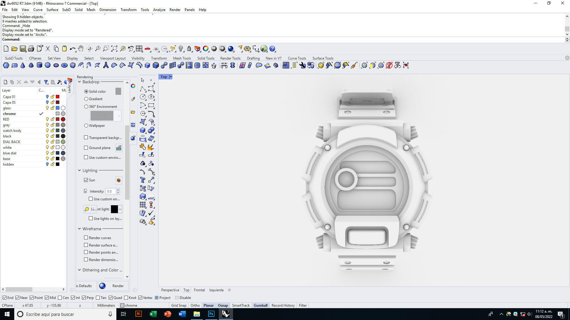 Tough Digital Quartz Watch 3D model_20