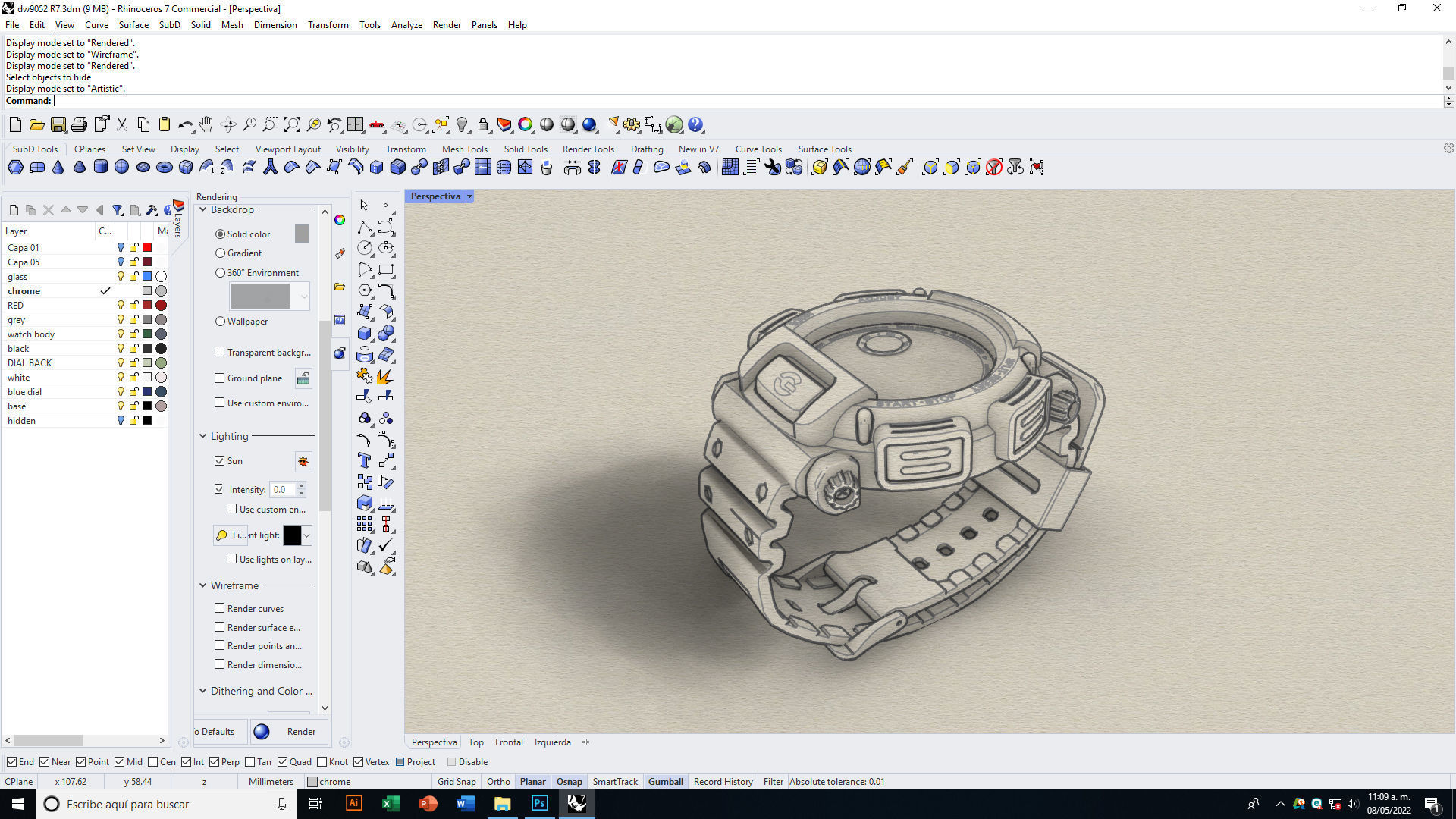 Tough Digital Quartz Watch 3D model_16