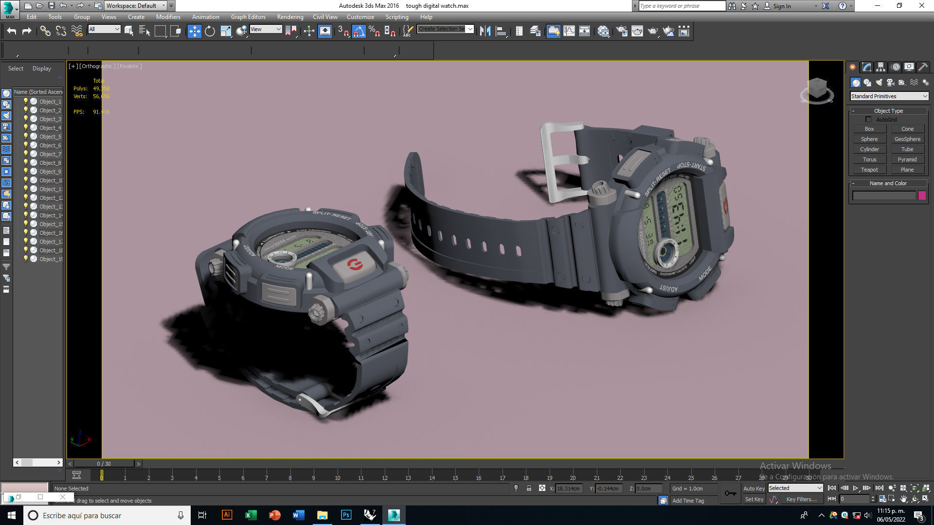 Tough Digital Quartz Watch 3D model_8