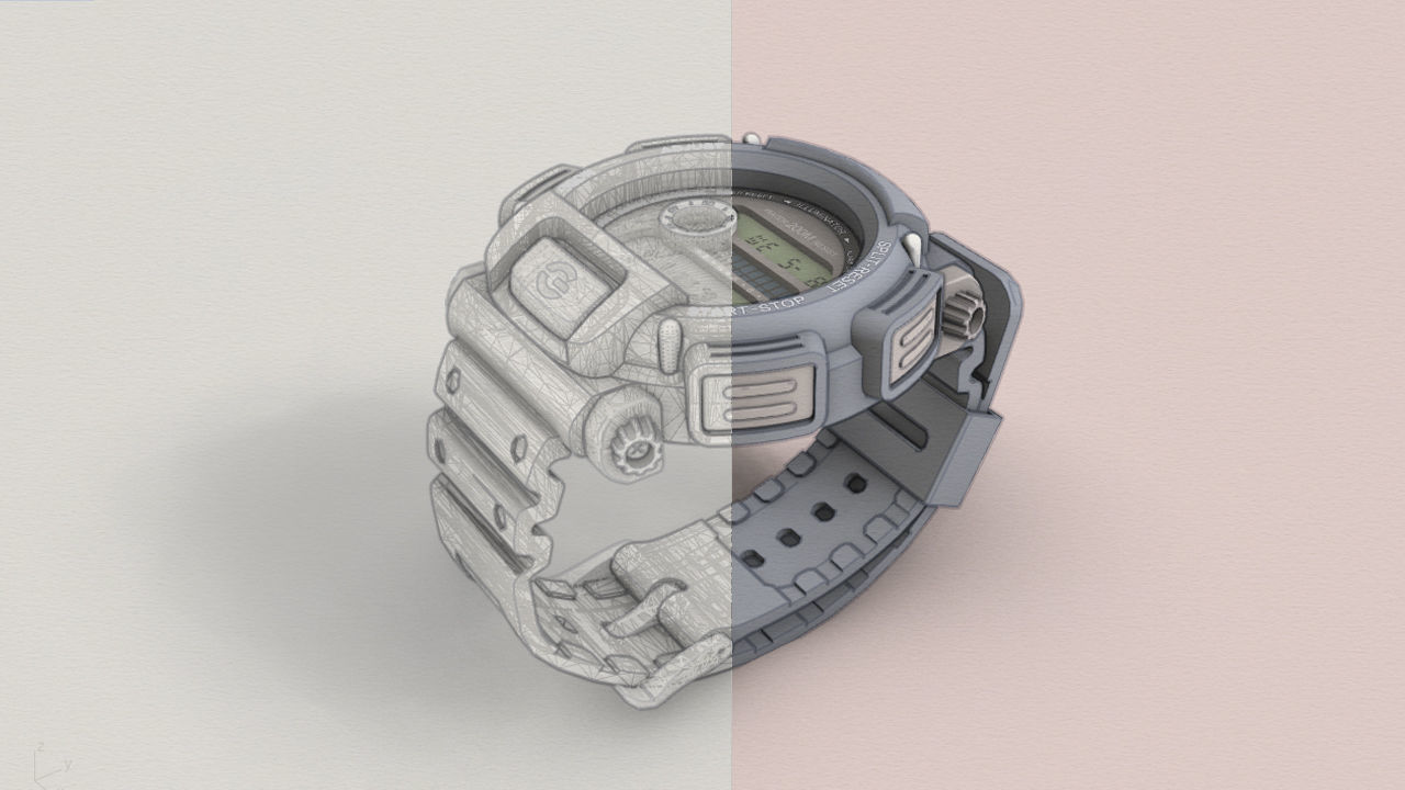 Tough Digital Quartz Watch 3D model_23