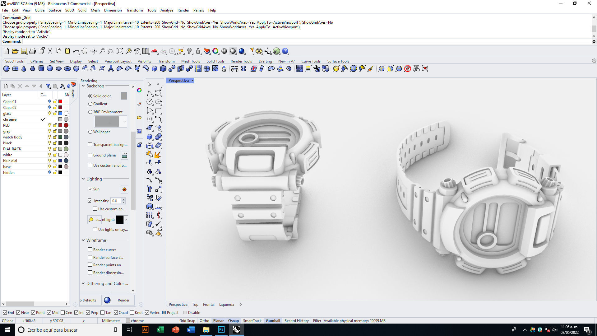 Tough Digital Quartz Watch 3D model_13