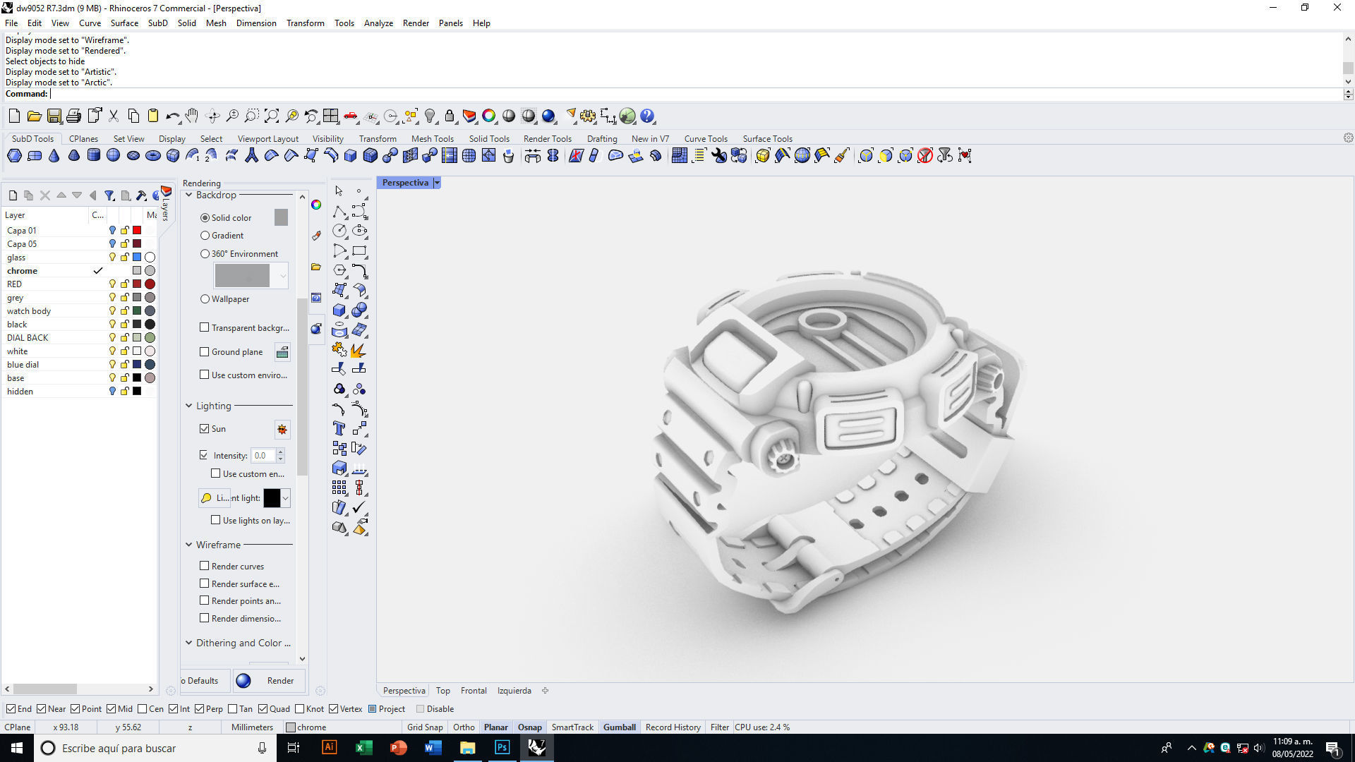 Tough Digital Quartz Watch 3D model_17