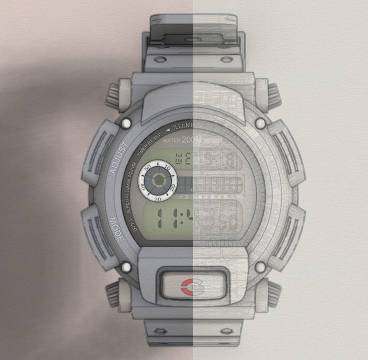 Tough Digital Quartz Watch 3D model_28