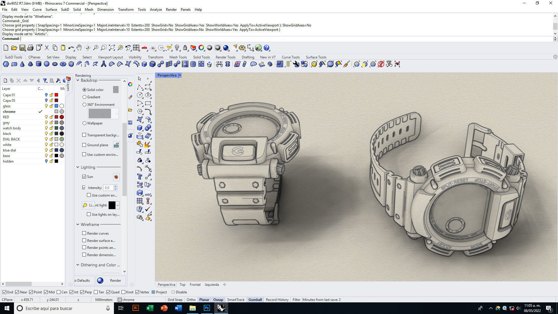 Tough Digital Quartz Watch 3D model_12