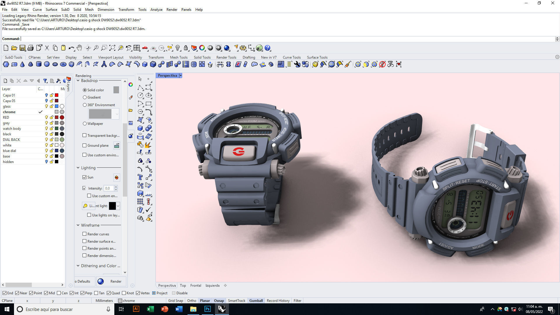 Tough Digital Quartz Watch 3D model_10