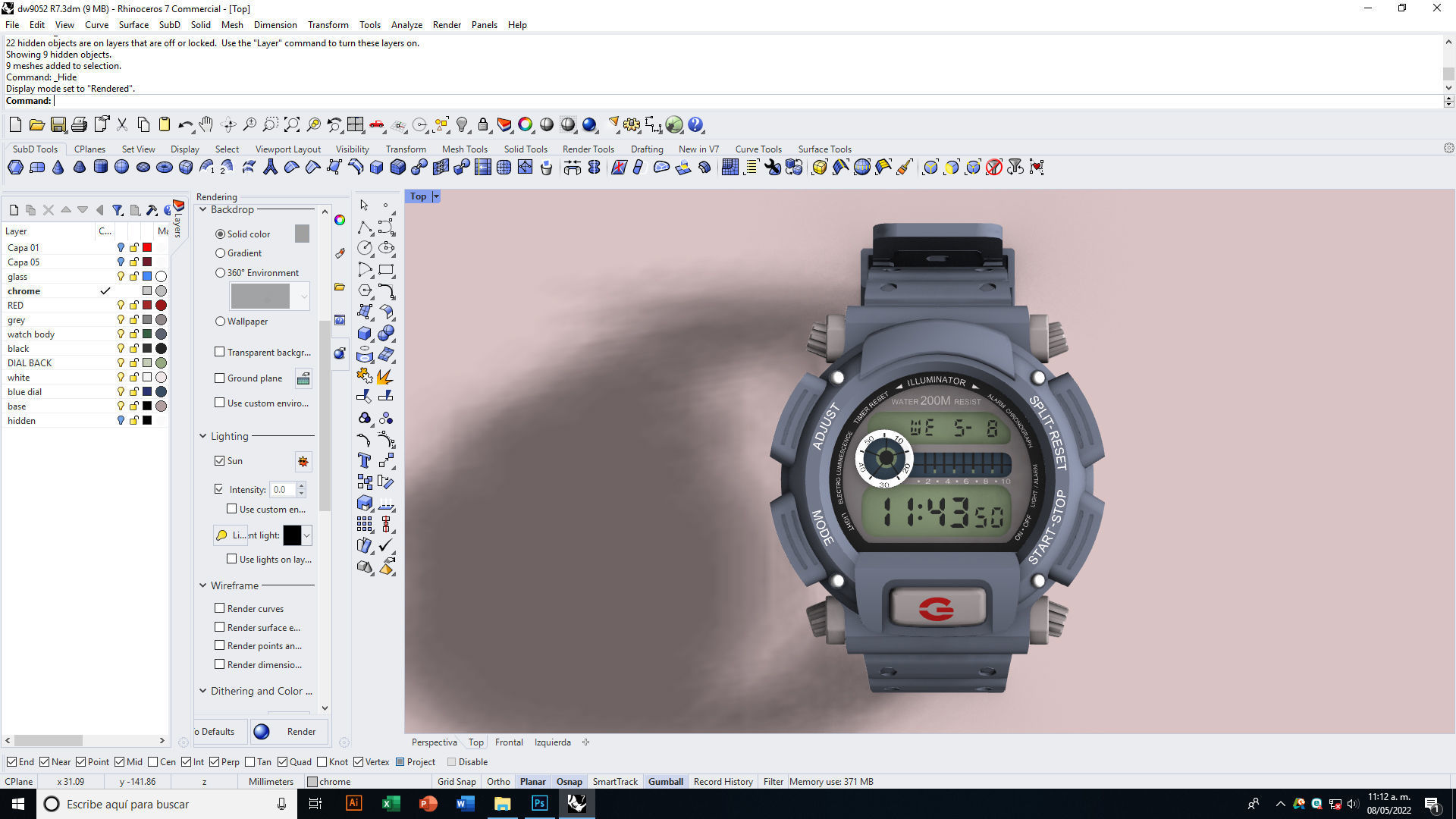 Tough Digital Quartz Watch 3D model_19