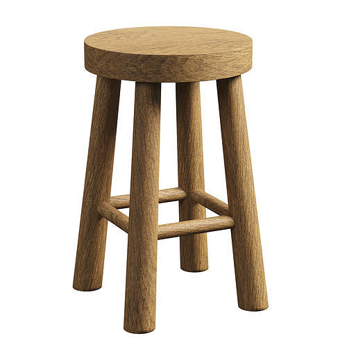 Teak Wood Stool 3D model