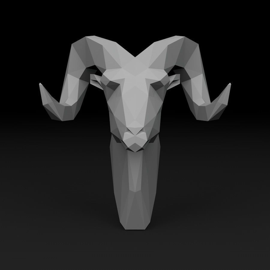 low Poly Head Ram 3D print model_2