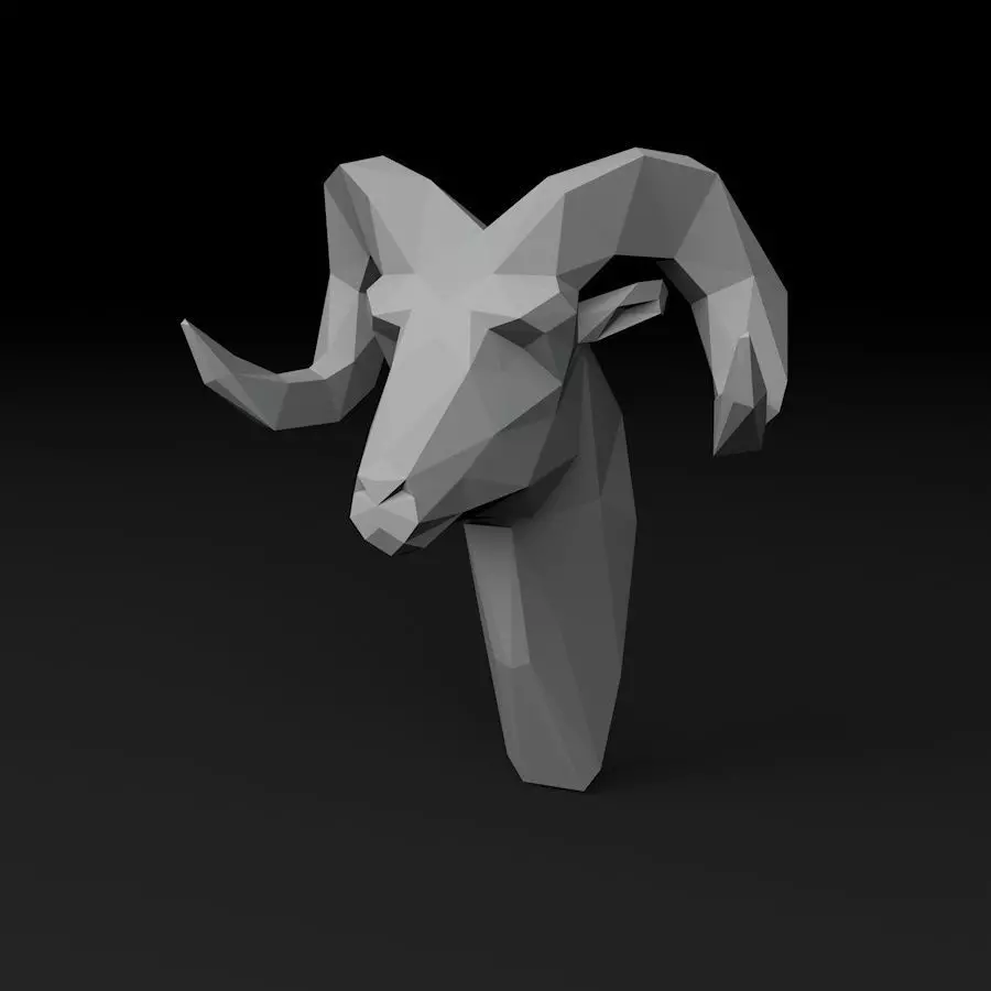 low Poly Head Ram 3D print model_0