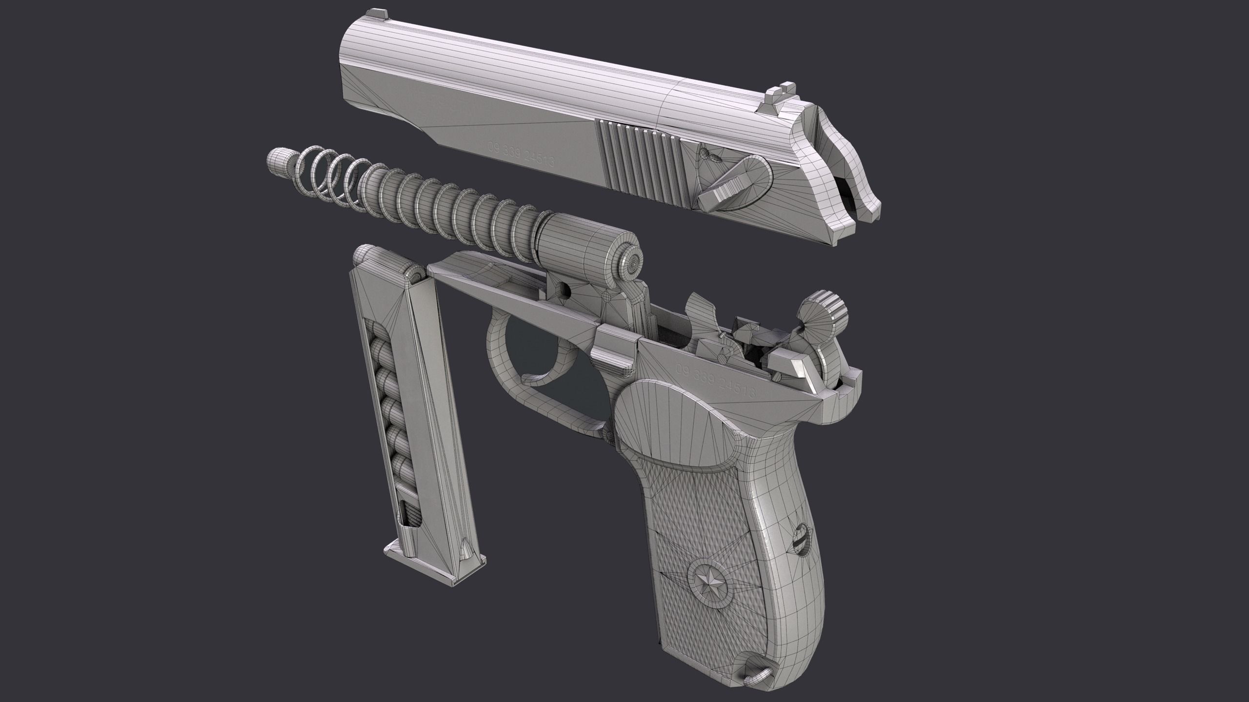 Makarov gun disassemble Low-poly 3D model_15