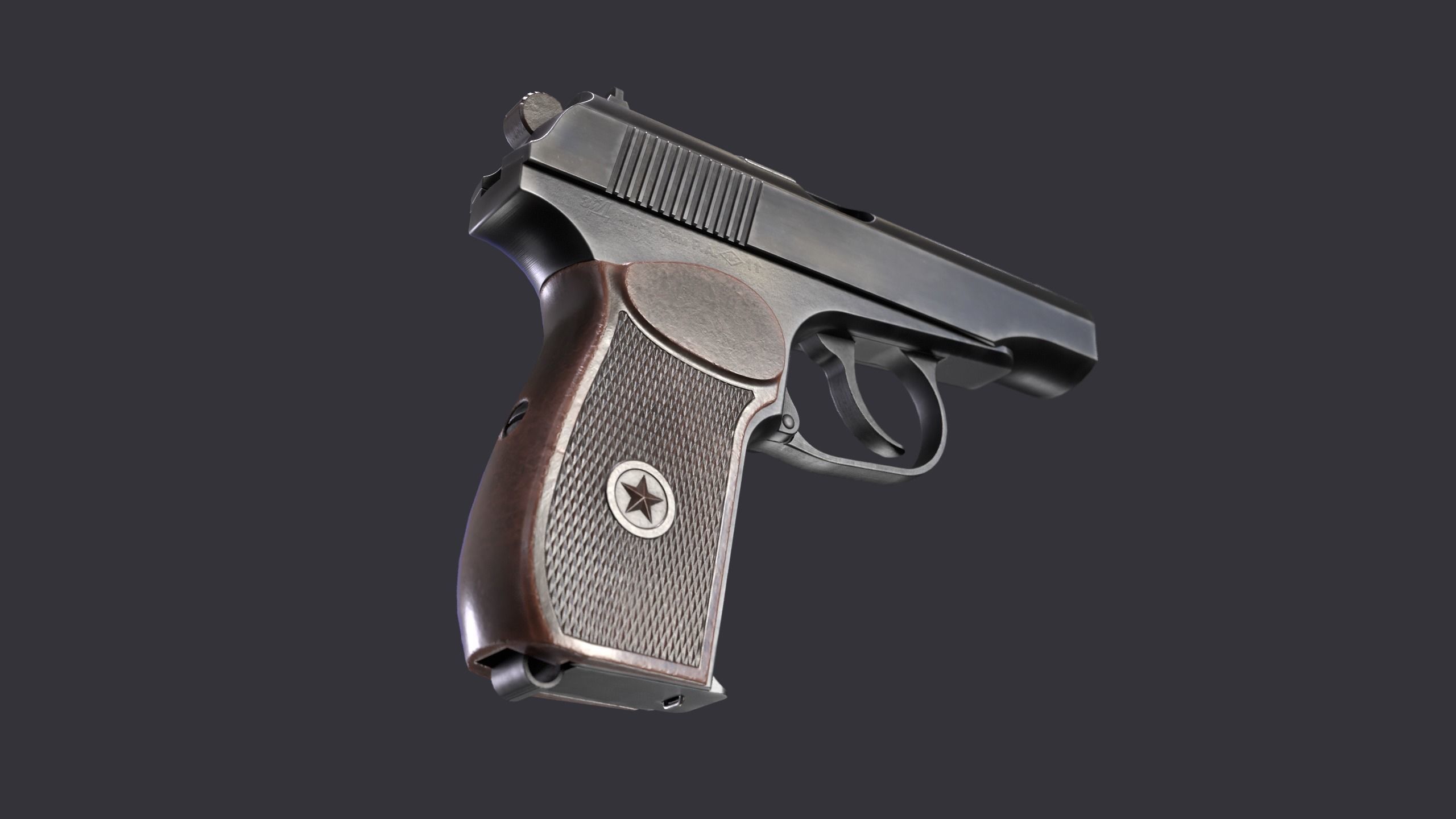 Makarov gun disassemble Low-poly 3D model_2