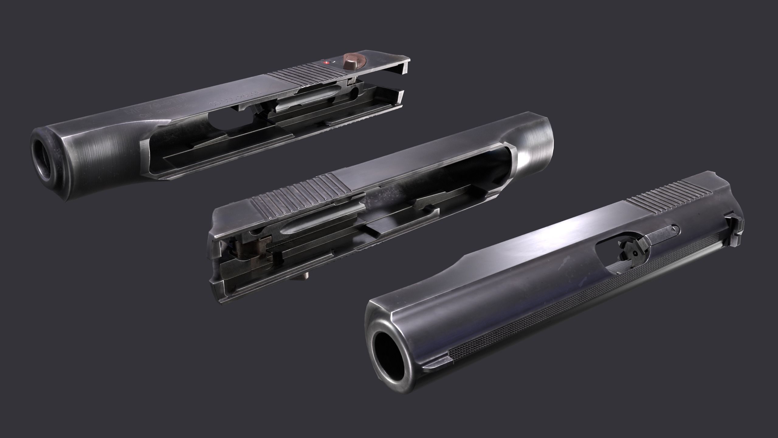 Makarov gun disassemble Low-poly 3D model_8