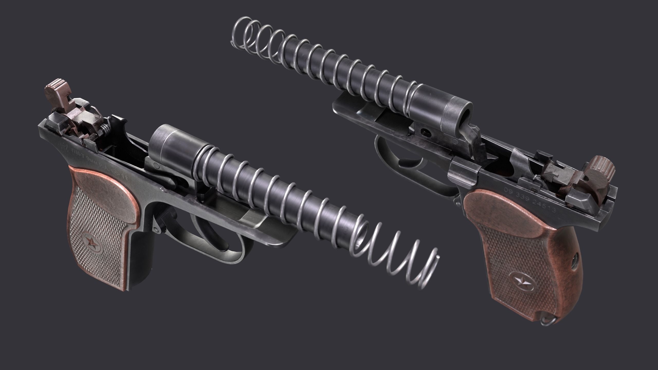 Makarov gun disassemble Low-poly 3D model_6