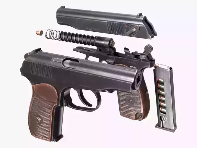 Makarov gun disassemble Low-poly 3D model