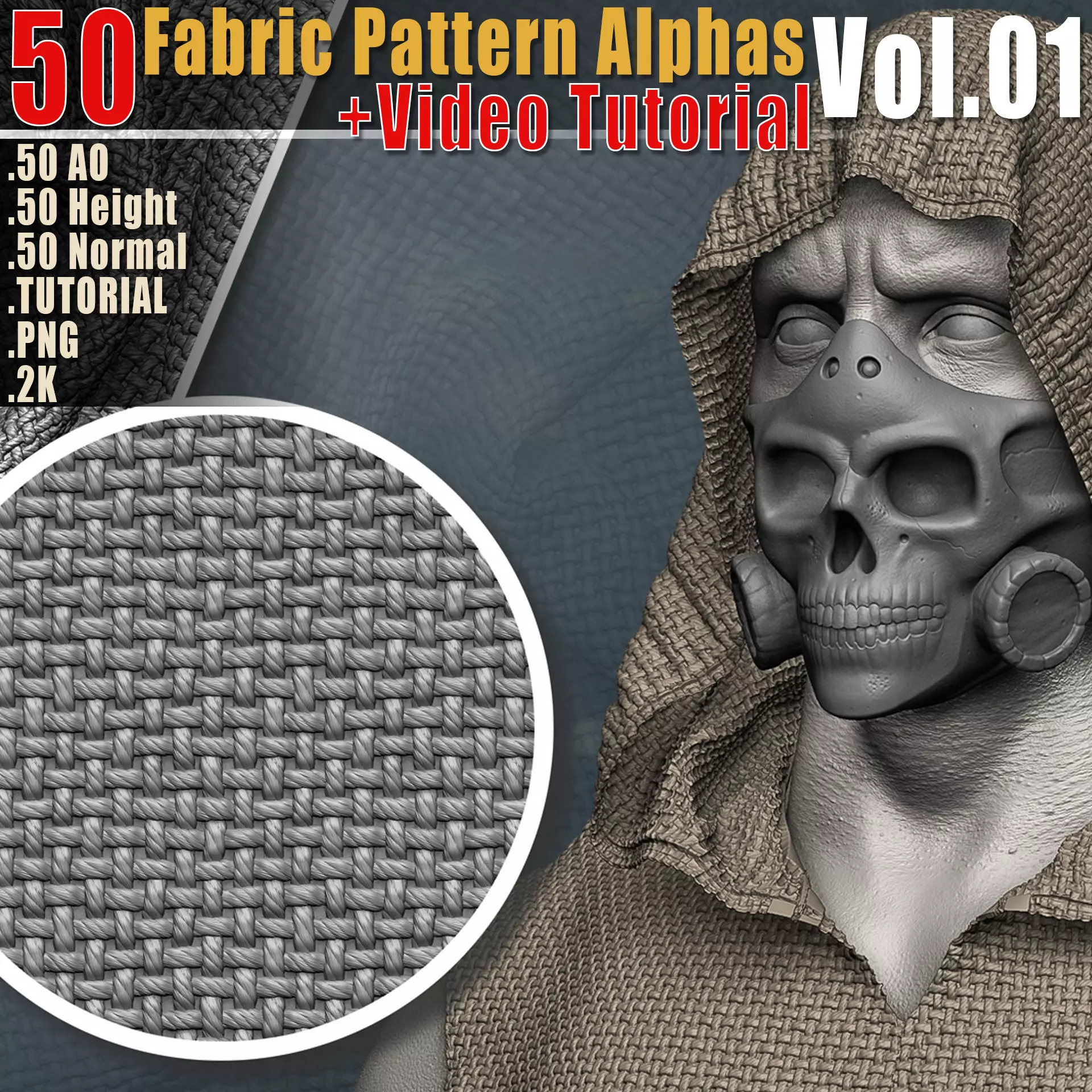 50 Fabric Pattern Alphas Vol01  Video Tutorial 3D model_0
