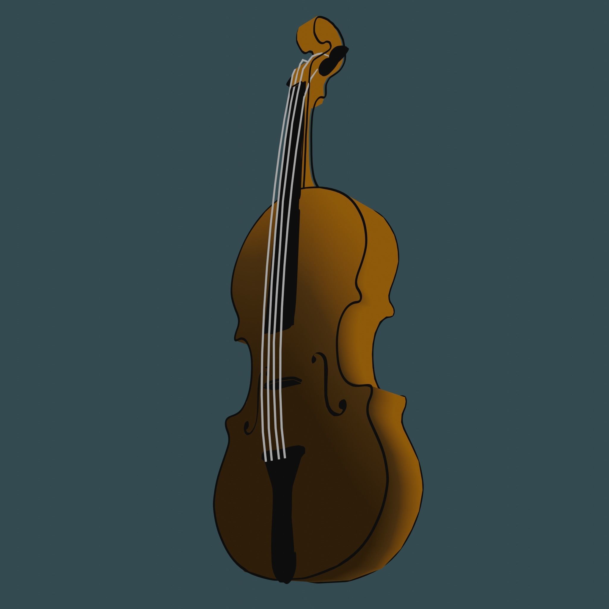 Violin Low-poly 3D model_2