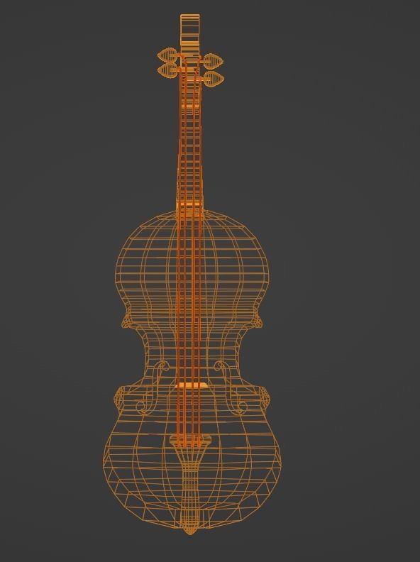 Violin Low-poly 3D model_5