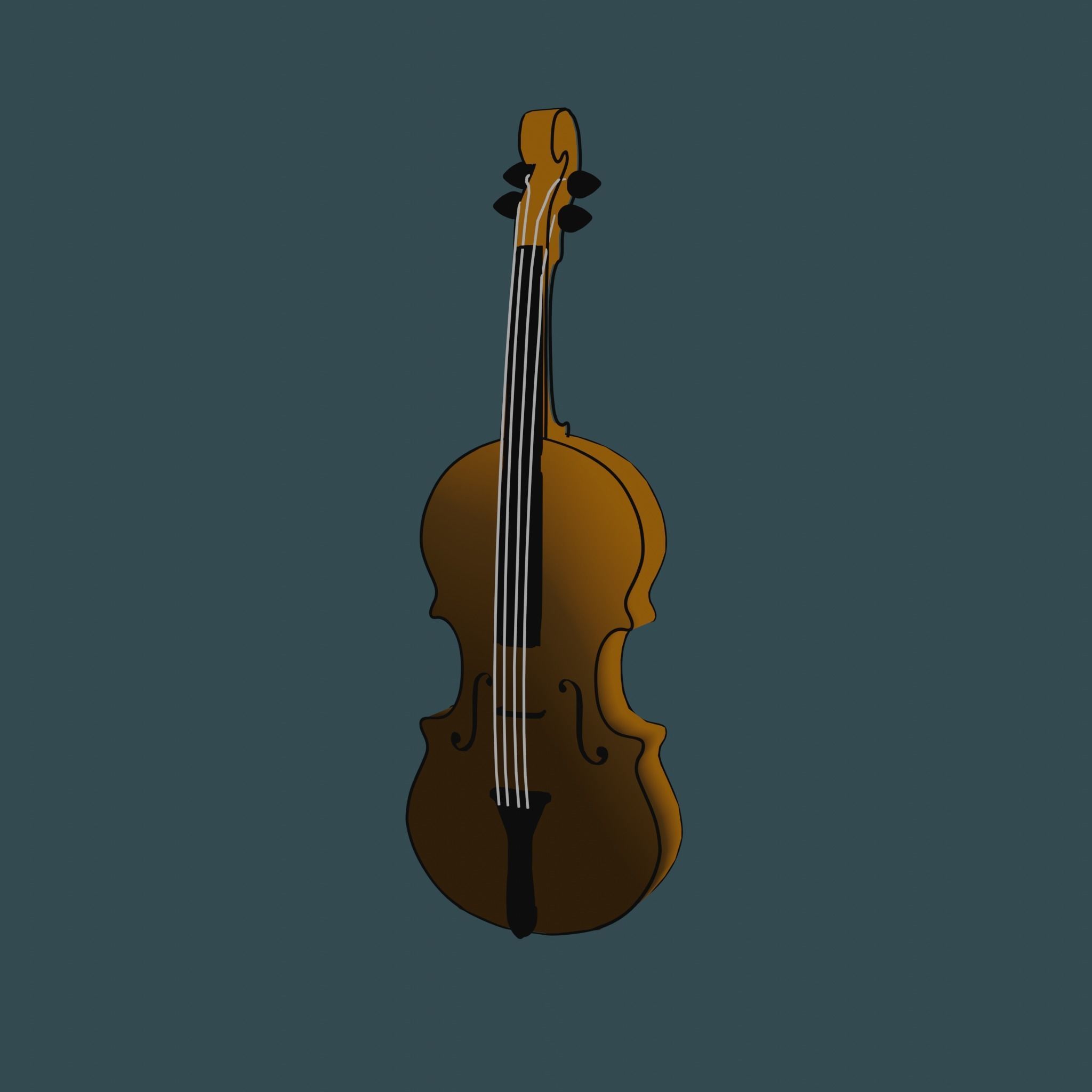 Violin Low-poly 3D model_1