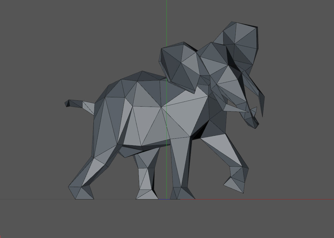 Low poly elephant polygonal 3D print model_5