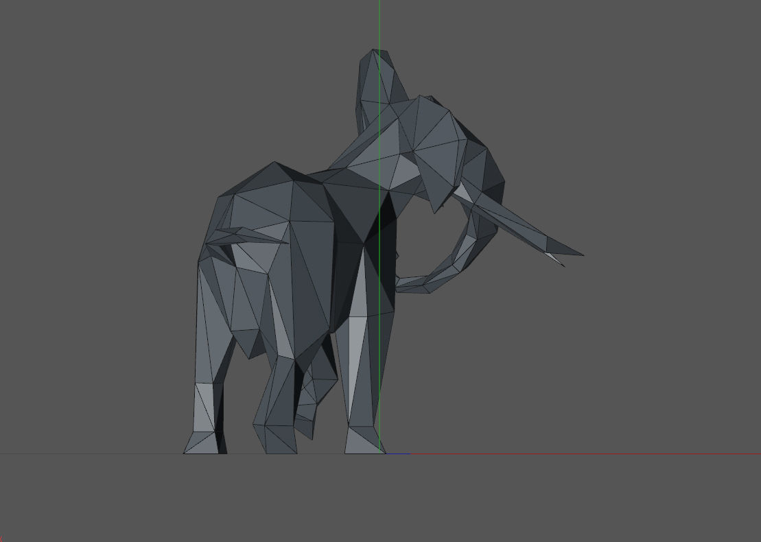 Low poly elephant polygonal 3D print model_12