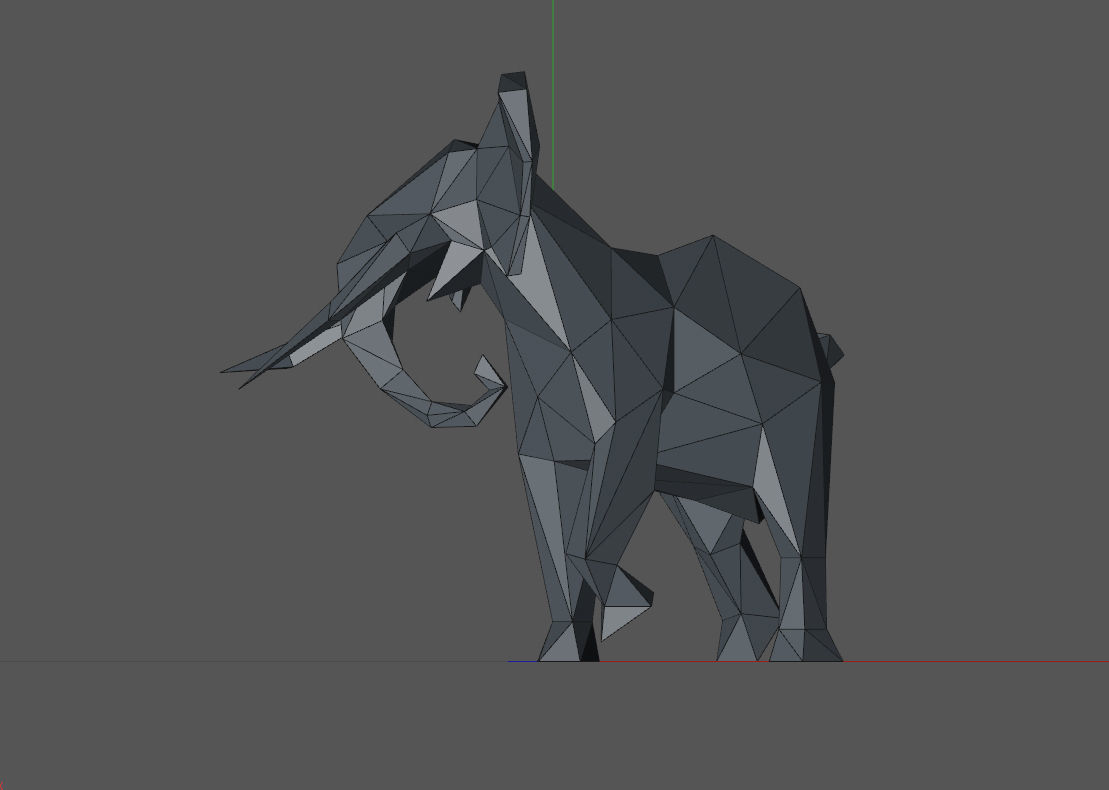 Low poly elephant polygonal 3D print model_7