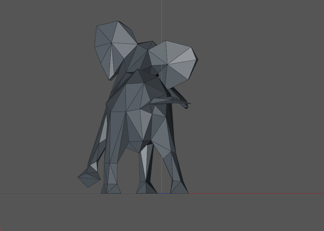 Low poly elephant polygonal 3D print model_11
