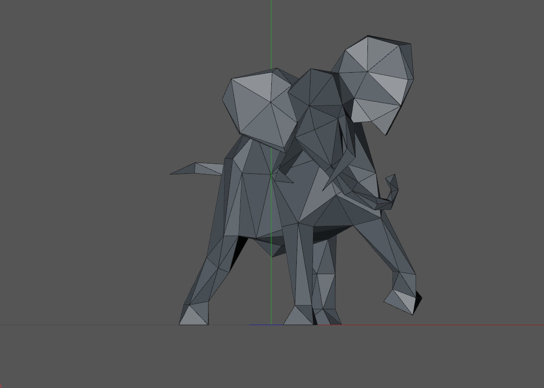 Low poly elephant polygonal 3D print model_6