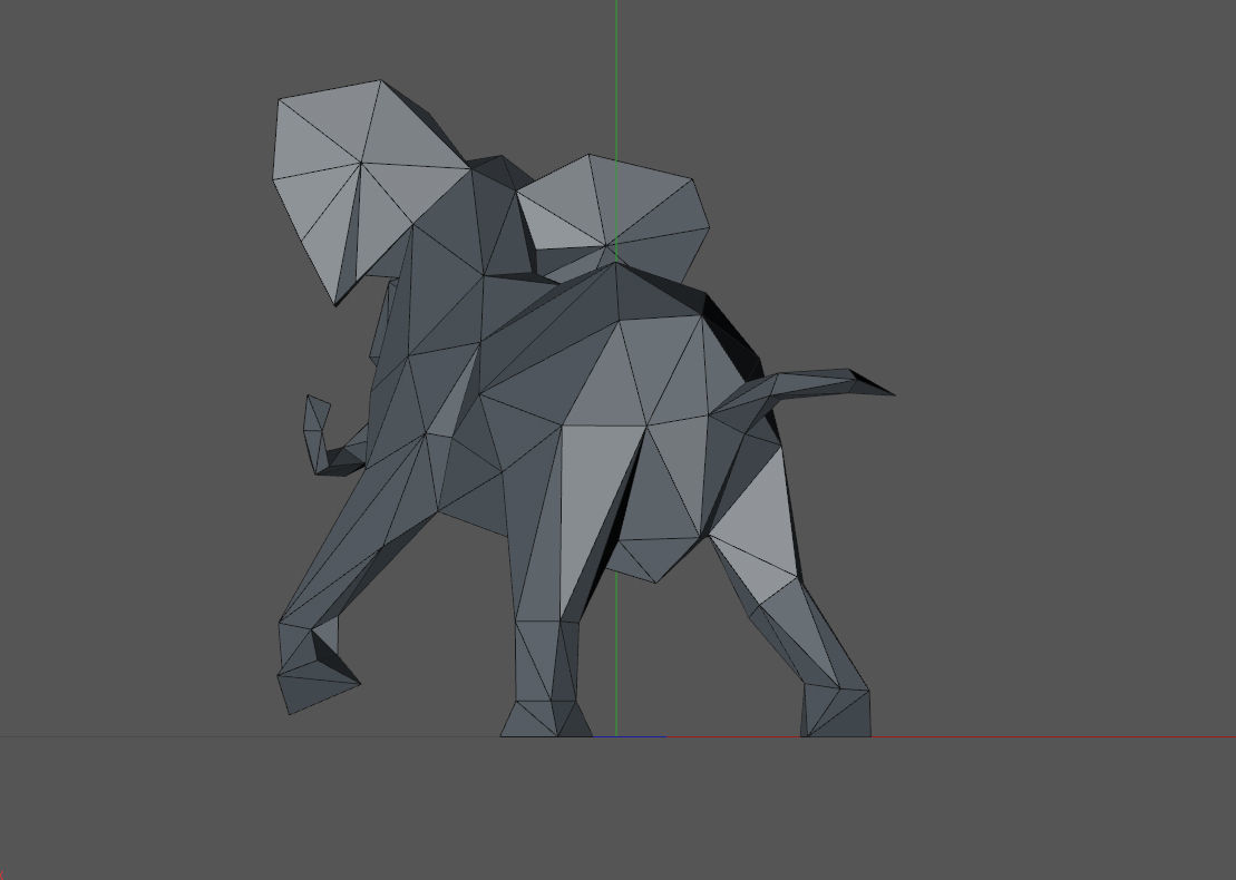 Low poly elephant polygonal 3D print model_10
