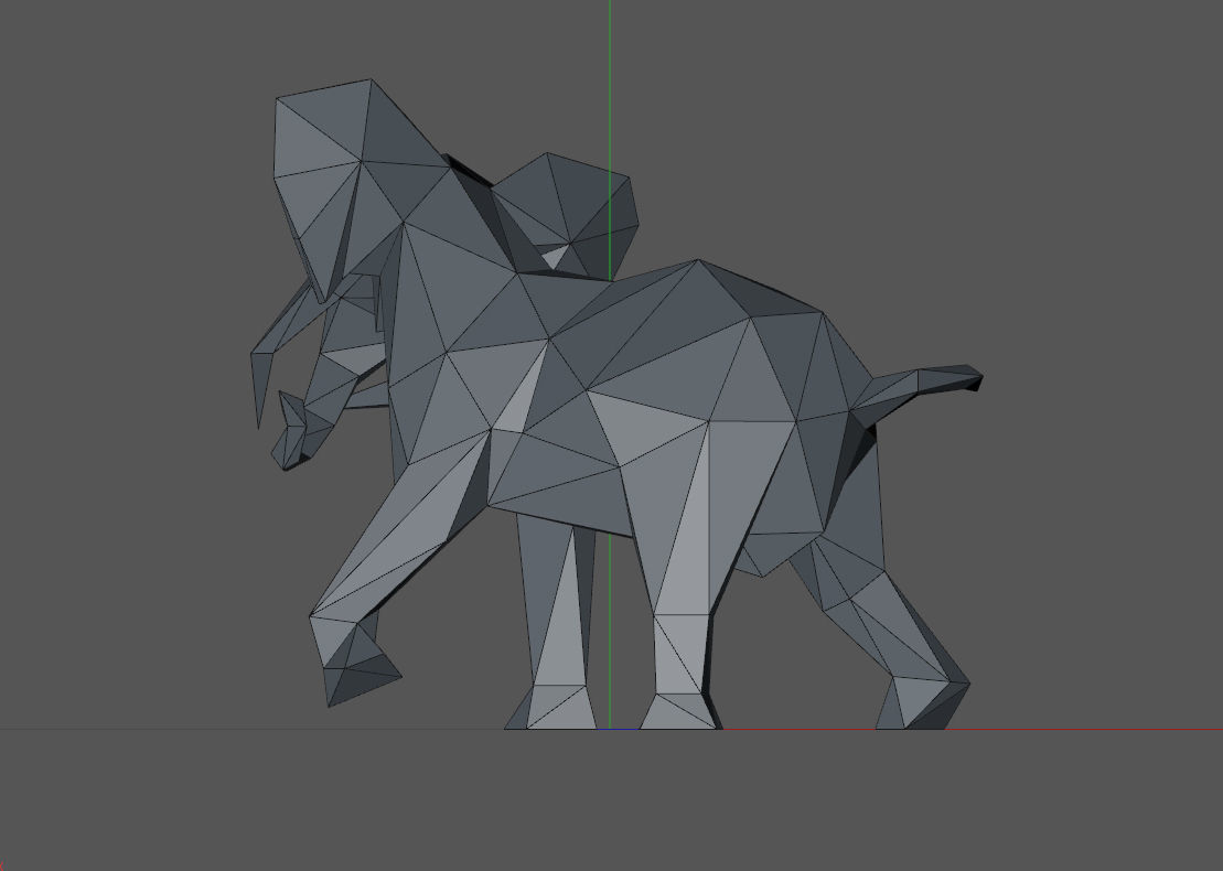Low poly elephant polygonal 3D print model_9