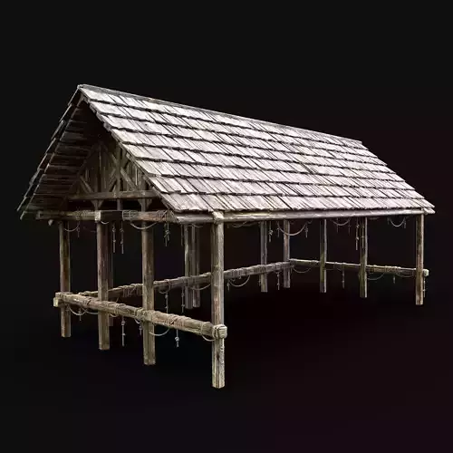WOODEN ROOFING ANIMAL SHELTER FARM BARN STABLE SHED ROOF AAA Low-poly 3D model