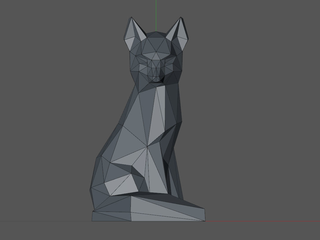 Low poly fox polygonal sculpture of 3D print model_7