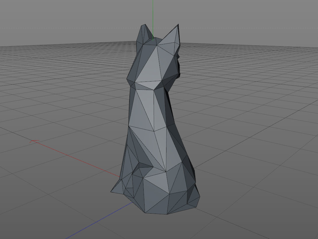 Low poly fox polygonal sculpture of 3D print model_12