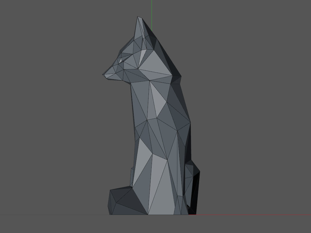 Low poly fox polygonal sculpture of 3D print model_5