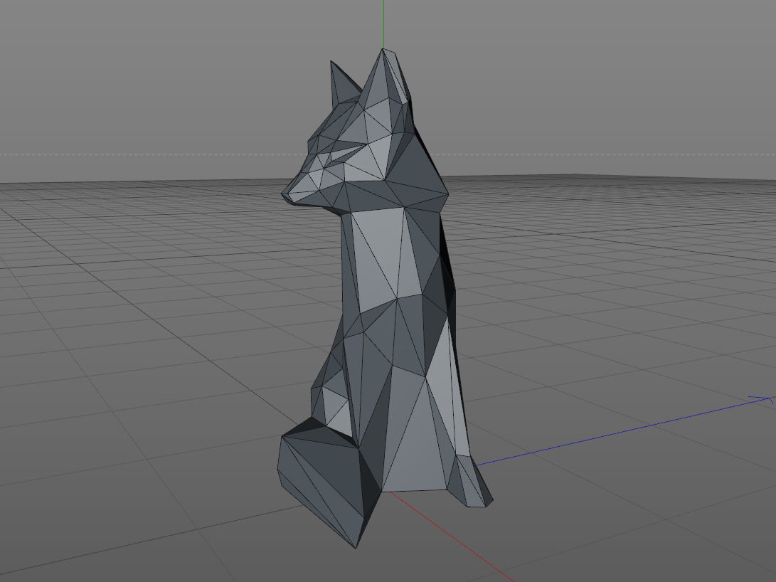 Low poly fox polygonal sculpture of 3D print model_10