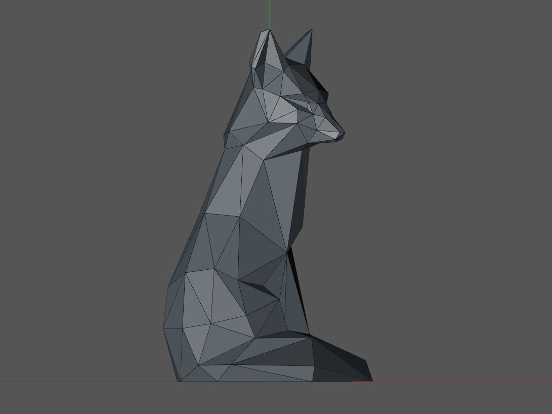 Low poly fox polygonal sculpture of 3D print model_14