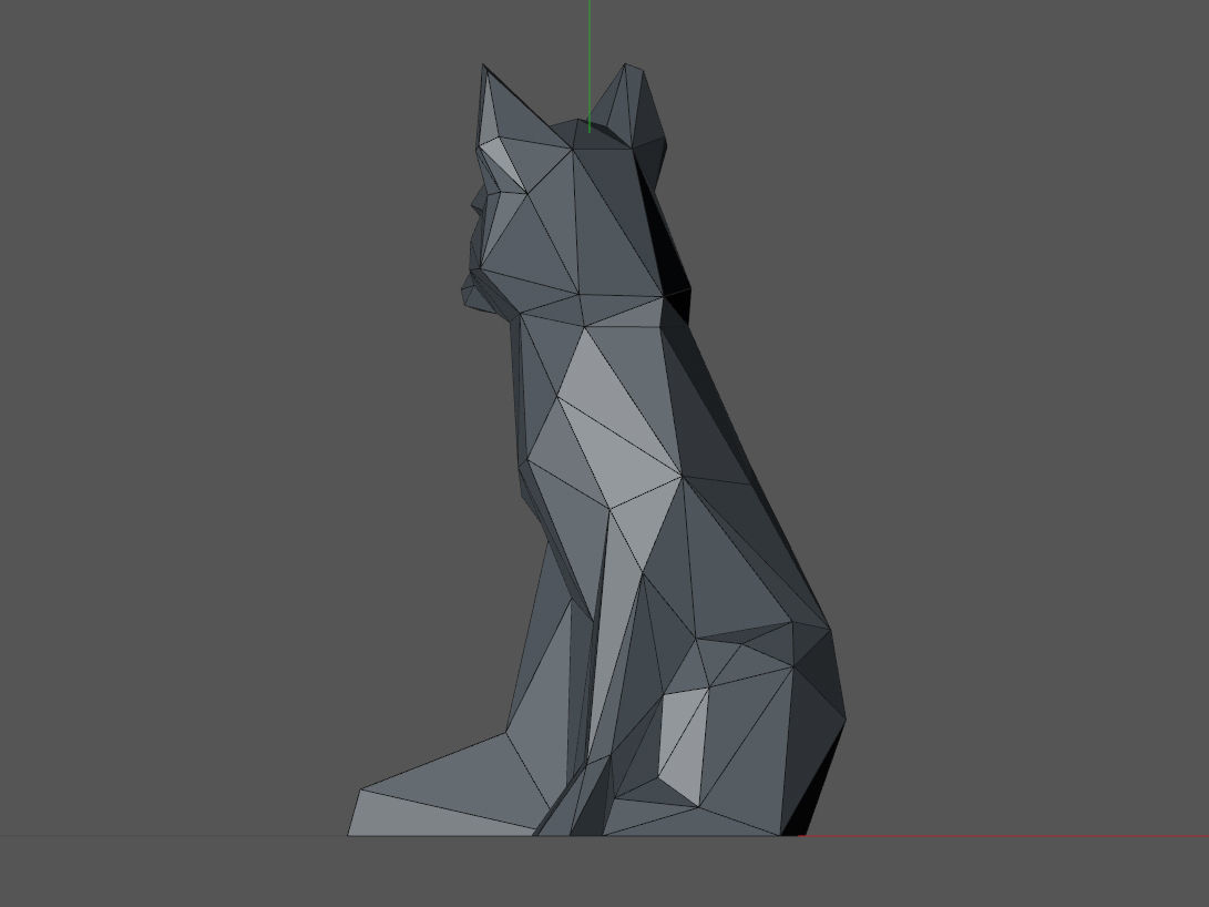Low poly fox polygonal sculpture of 3D print model_4